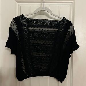 POL Black Lace Knit M Top